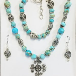 Interchainables adjustable necklace, bracelet and earring set with "spiritual awakenings" pendant